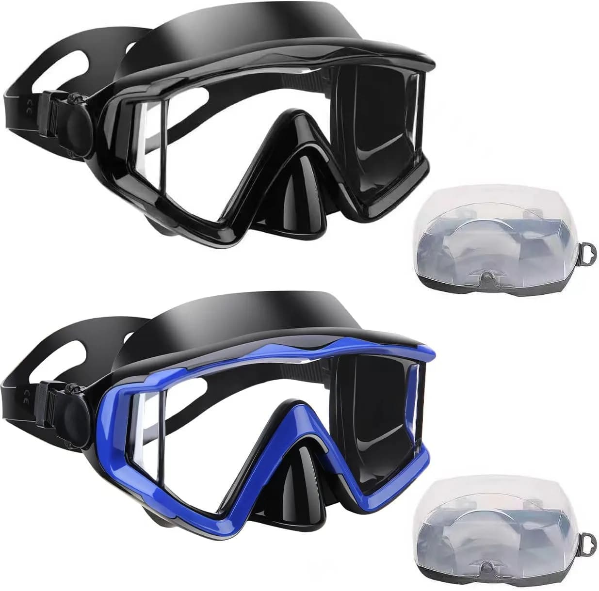 AQUA A DIVE SPORTS Black +Blue Single Lens Diving Mask | Wide View Anti-Fog for Adults