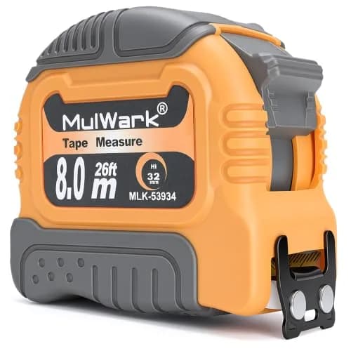 MulWark Wide Tape Measure 25 ft (7.62 m) | Double Secure Blade Lock, Magnetic Hook, Both-Side Metal Blade thumbnail 1