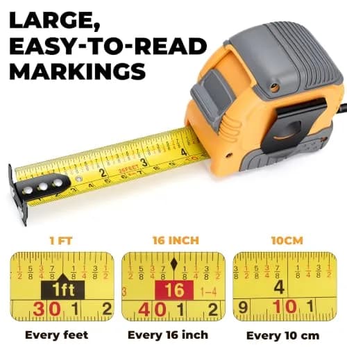 MulWark Wide Tape Measure 25 ft (7.62 m) | Double Secure Blade Lock, Magnetic Hook, Both-Side Metal Blade thumbnail 5