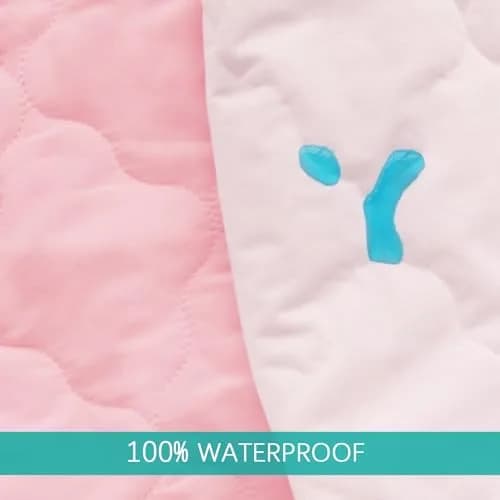 Biloban Waterproof Pack and Play Mattress Pad Sheets Pink | Fitted, Ultra Soft, Noiseless (38" x 26") thumbnail 4