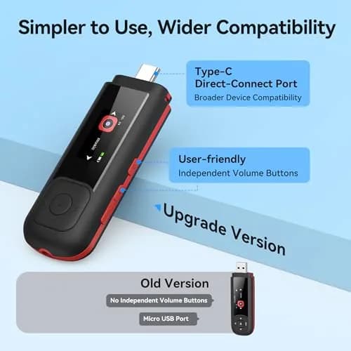 AGPTEK A55S MP3 Player 16GB (0.5 oz) | Type-C & USB Music Player with AAA Battery thumbnail 4
