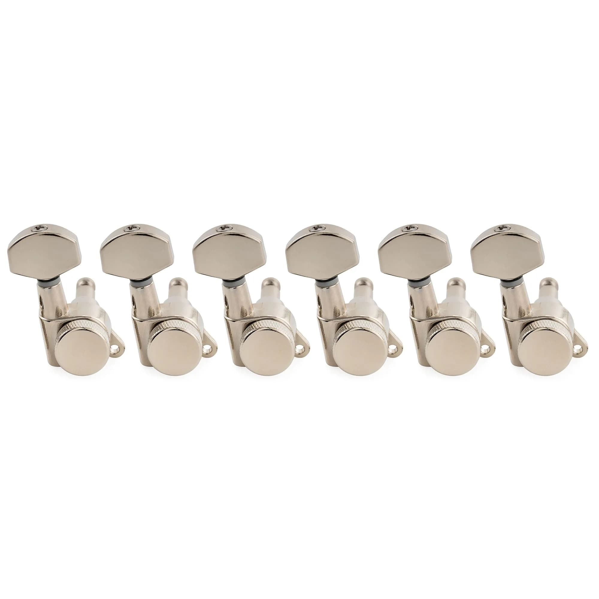 Musiclily Pro R15J Locking Tuning Pegs 6-in-line 15:1 Ratio Nickel | Sealed Die-Cast Zinc Alloy for Electric Guitars — 6R Nickel