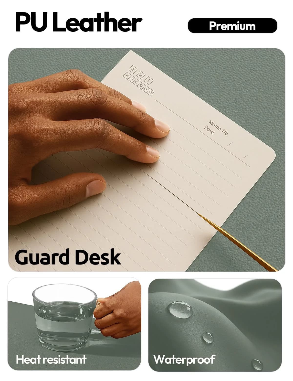 YSAGi Leather Desk Pad Protector, Large Mouse Pad, 55" x 17.2" | Protects Desk from Scratches, Stains, Spills thumbnail 3