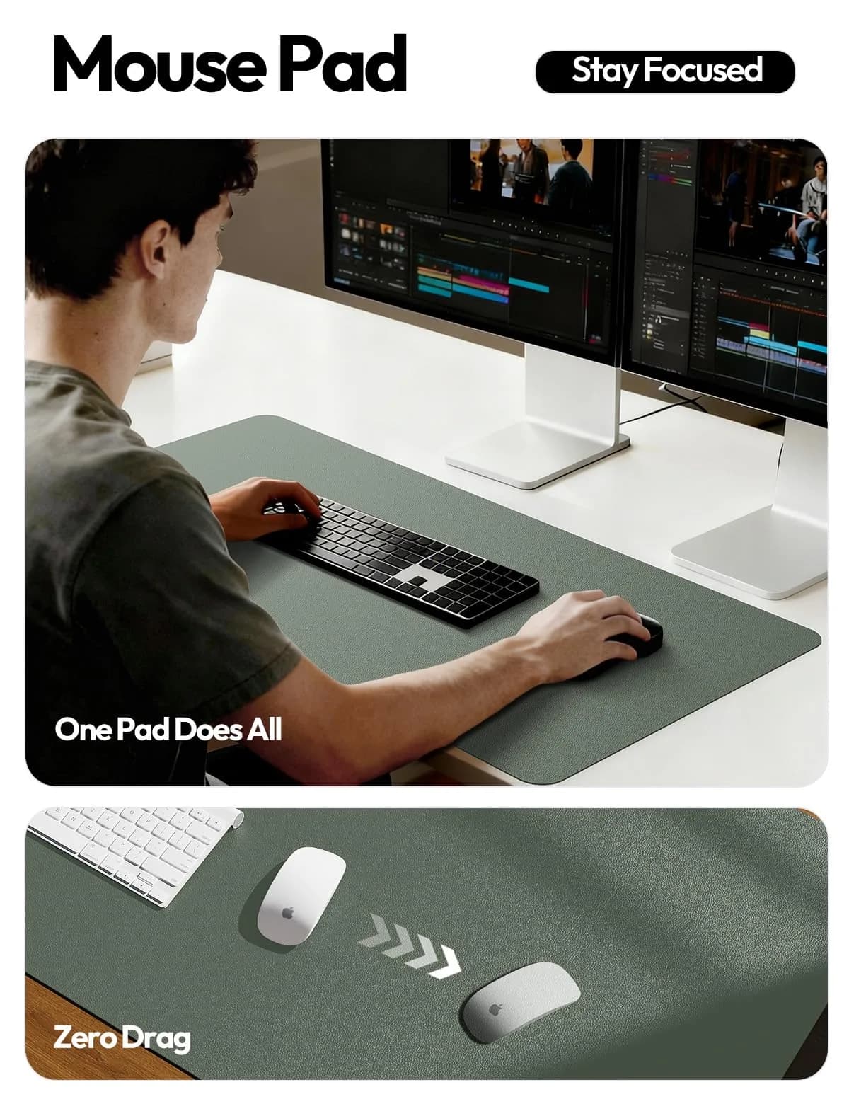 YSAGi Leather Desk Pad Protector, Large Mouse Pad, 55" x 17.2" | Protects Desk from Scratches, Stains, Spills thumbnail 4