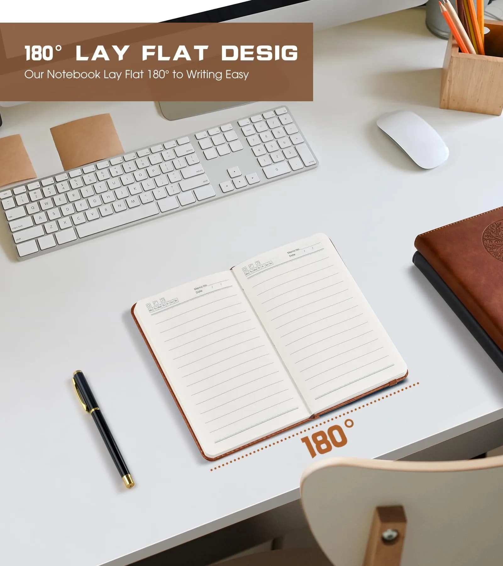 Biuwory Lined Pocket Journal Notebook for Women Men, A6 Leather Journal 140 Pages | Vintage Diary Notepad for Work thumbnail 5