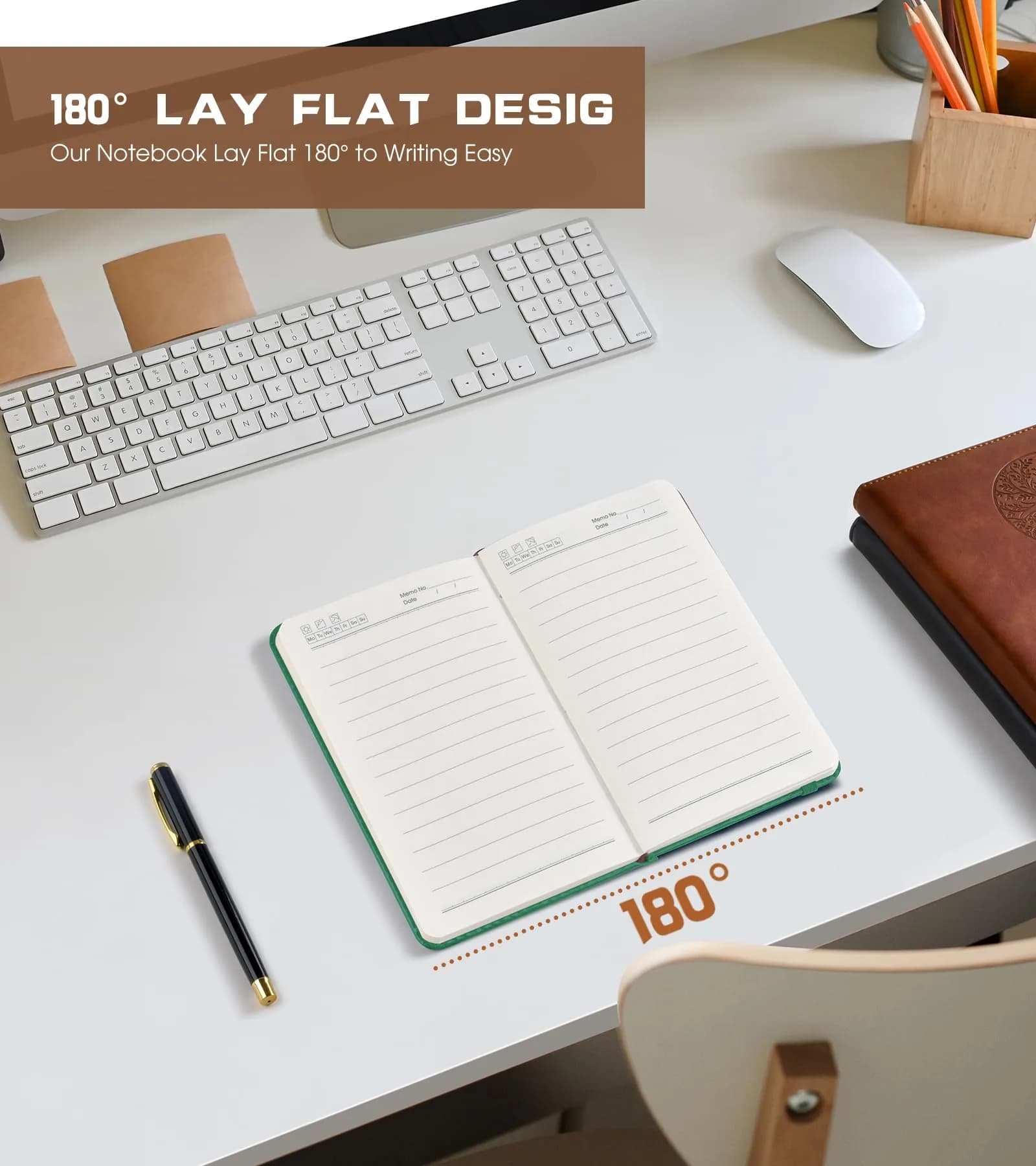 Biuwory Lined Pocket Journal Notebook, A6 Leather Diary Notepad (Green, 140 Pages) | Vintage Design for Daily Writing thumbnail 6