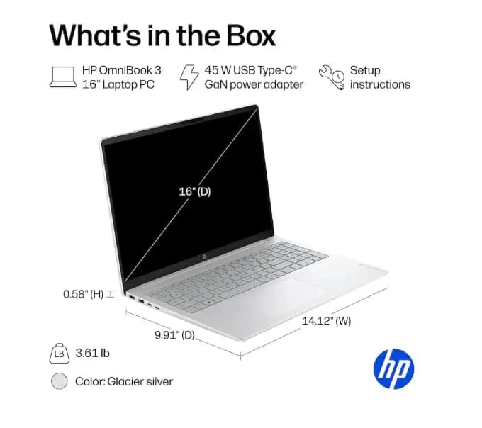 HP OmniBook 3 Touchscreen Business Laptop 16" WUXGA | AMD Ryzen 5, 8GB RAM, 512GB SSD thumbnail 8