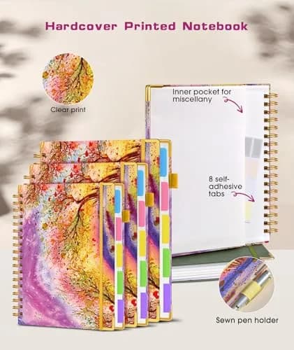 dilitego Hardcover Spiral Notebook Journal 300 Pages | 5 Subject College Ruled Notebook for Work School Note Taking thumbnail 2