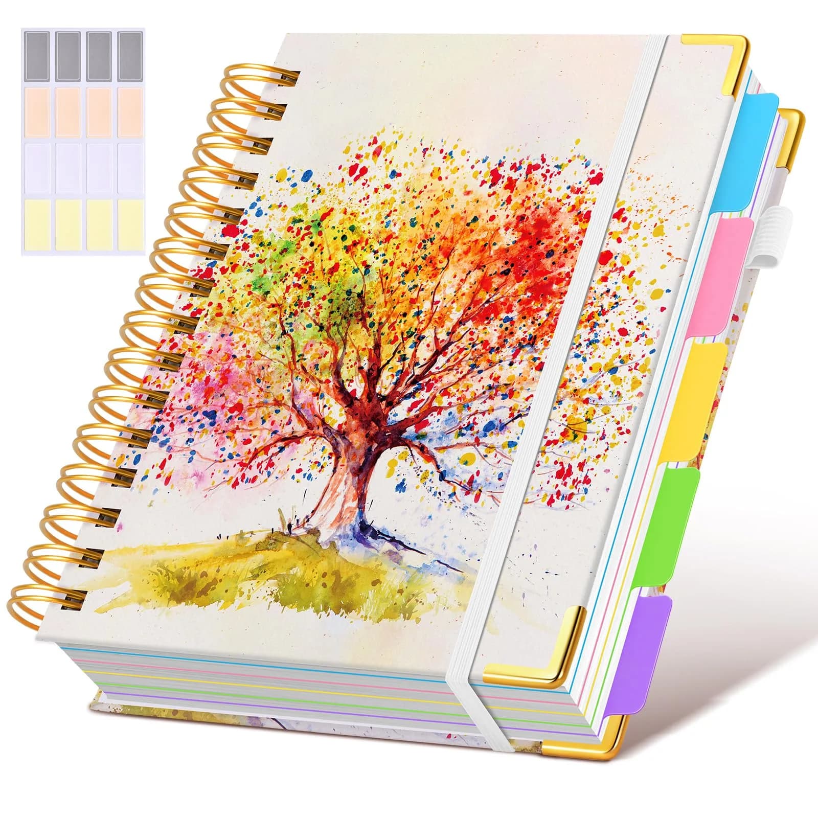 dilitego Hardcover Spiral Notebook Journal with Removable Dividers, 300 Pages 5 Subject, 100GSM Paper, A5 Tree of Life
