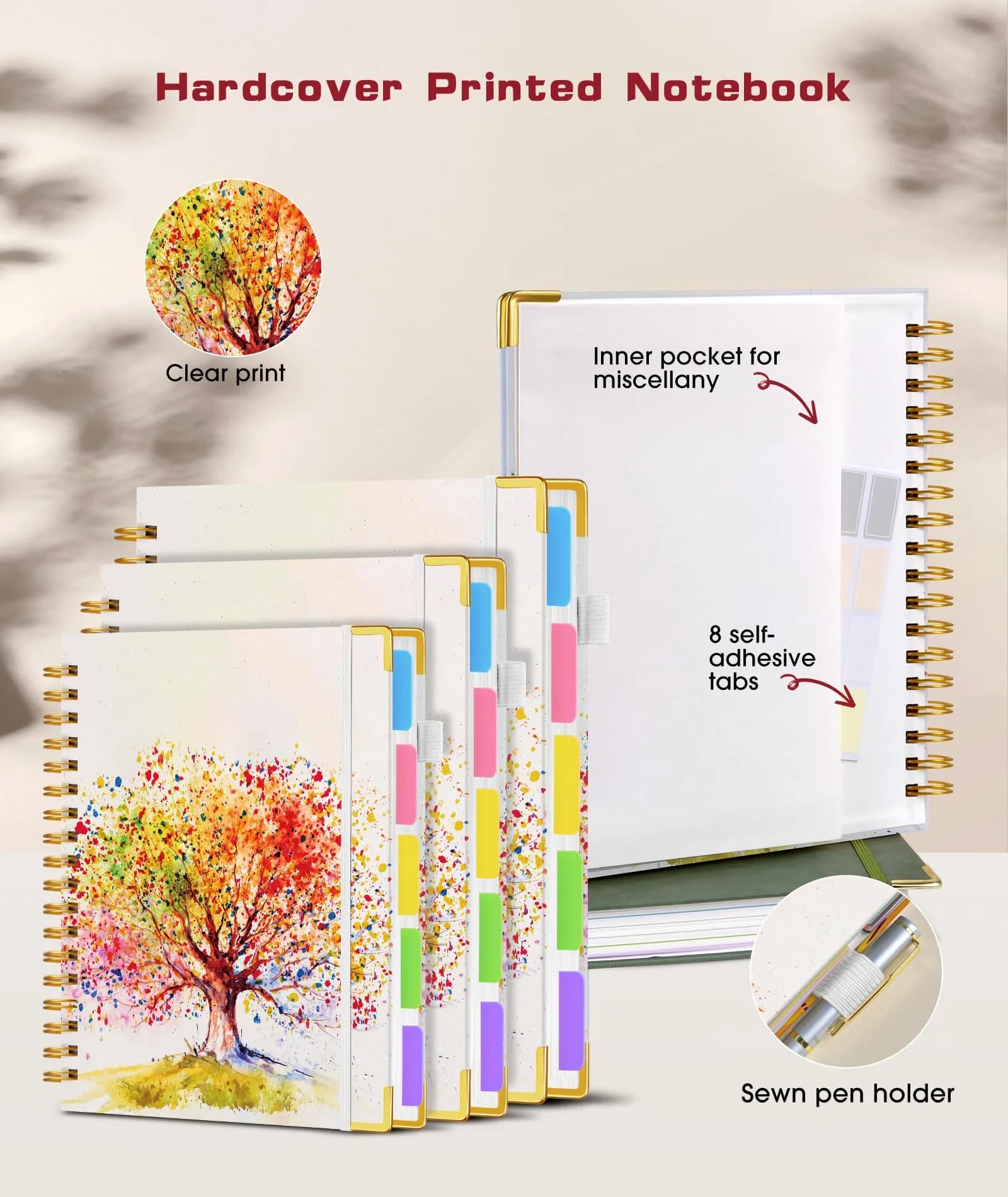 dilitego Hardcover Spiral Notebook Journal with Removable Dividers, 300 Pages 5 Subject, 100GSM Paper, A5 Tree of Life thumbnail 2