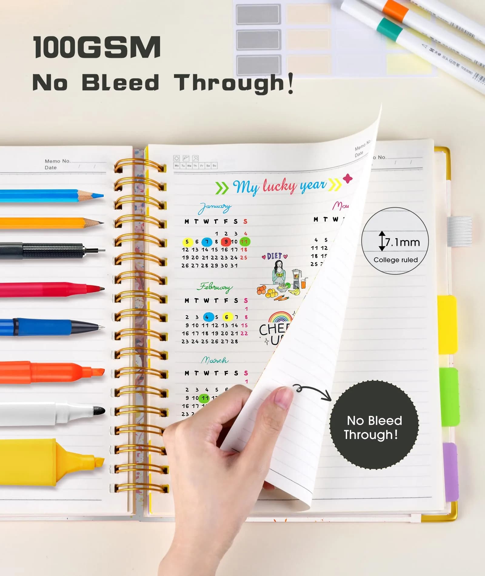 dilitego Hardcover Spiral Notebook Journal with Removable Dividers, 300 Pages 5 Subject, 100GSM Paper, A5 Tree of Life thumbnail 5