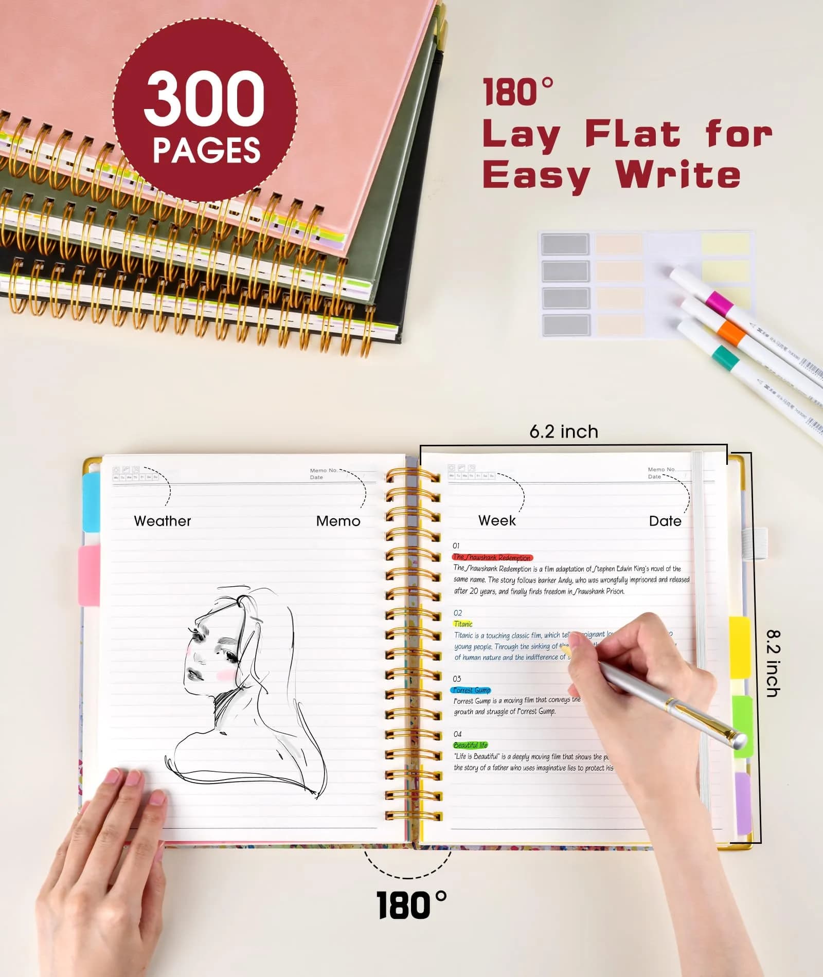 dilitego Hardcover Spiral Notebook Journal with Removable Dividers, 300 Pages 5 Subject, 100GSM Paper, A5 Tree of Life thumbnail 6