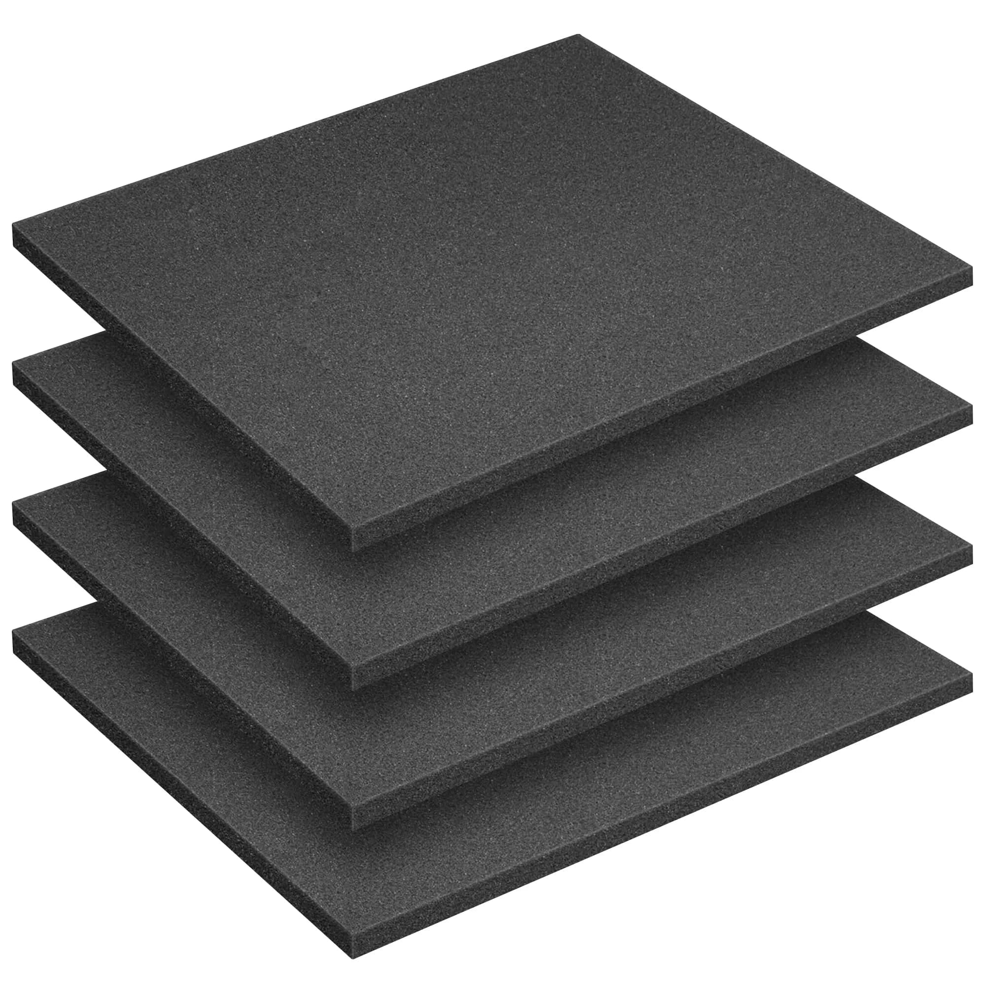 DECOHS Black Polyurethane Foam Sheet 3.81 cm (1.5 Inch) | 2 Pcs Cuttable Foam Inserts for Cases — 16x12x0.5Inch - 4Pcs