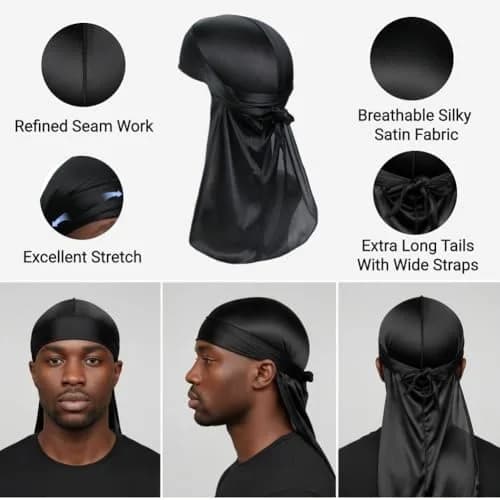 COCOSILK Satin Durag & Wave Cap Set | One Size Fits Most thumbnail 4