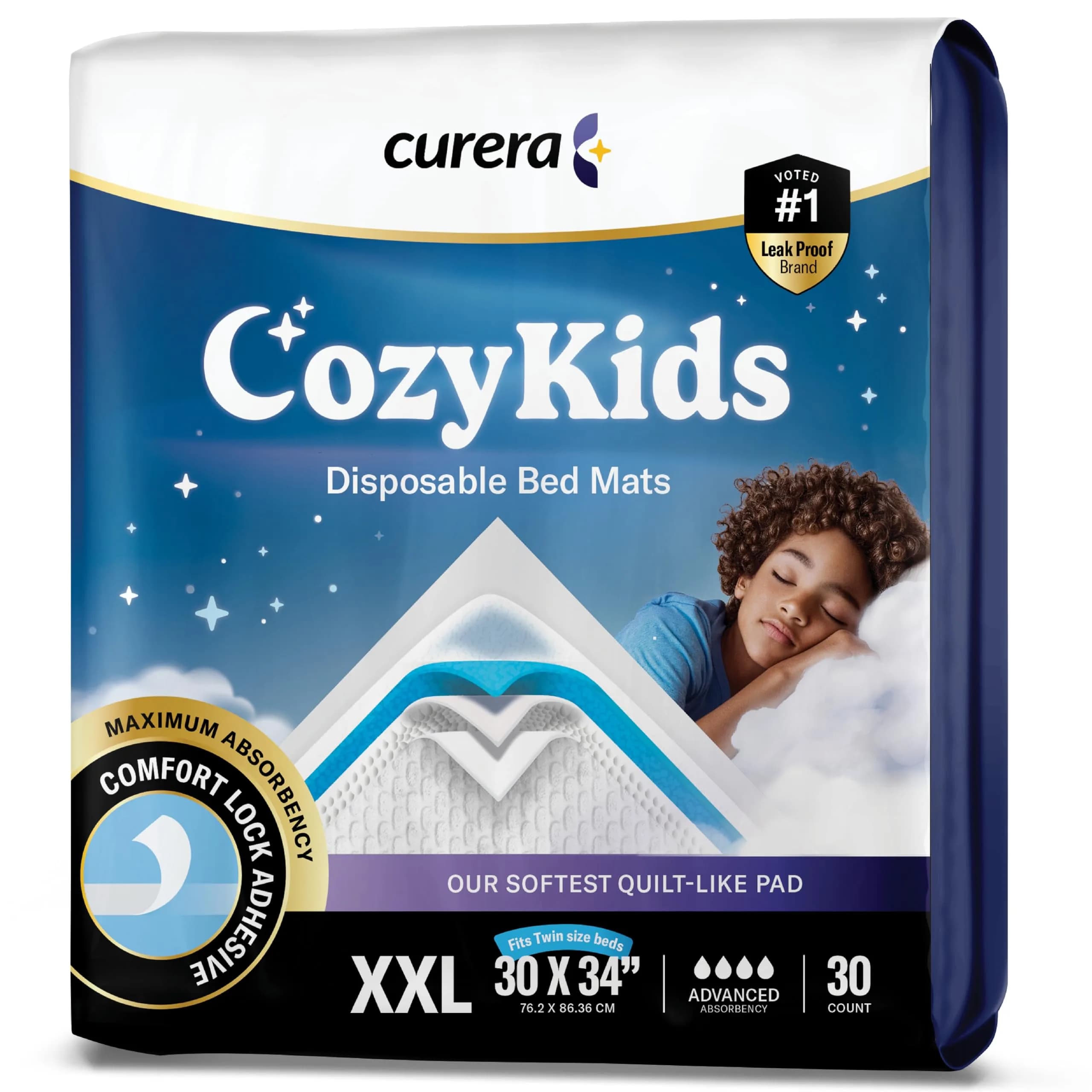 Curera Chucks Premium Disposable Underpads 30x36 (25-Pack) | Hospital-Trusted LeakLock Protection — CozyKids - 30" x 34"