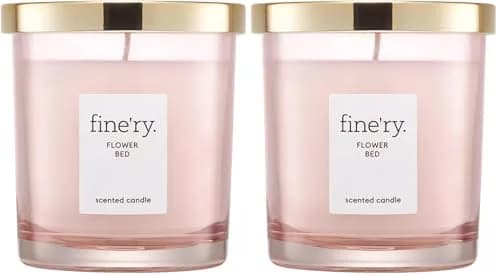 Fine'ry Flower Bed Scented Soy Candle & Cotton Wick for New Home - Peony, Green Apple, Bamboo Leaf - 37 Hour Burn Time, 7oz Luxe Jar + Golden Lid, Paraben Free, Vegan (Pack of 2) thumbnail 1