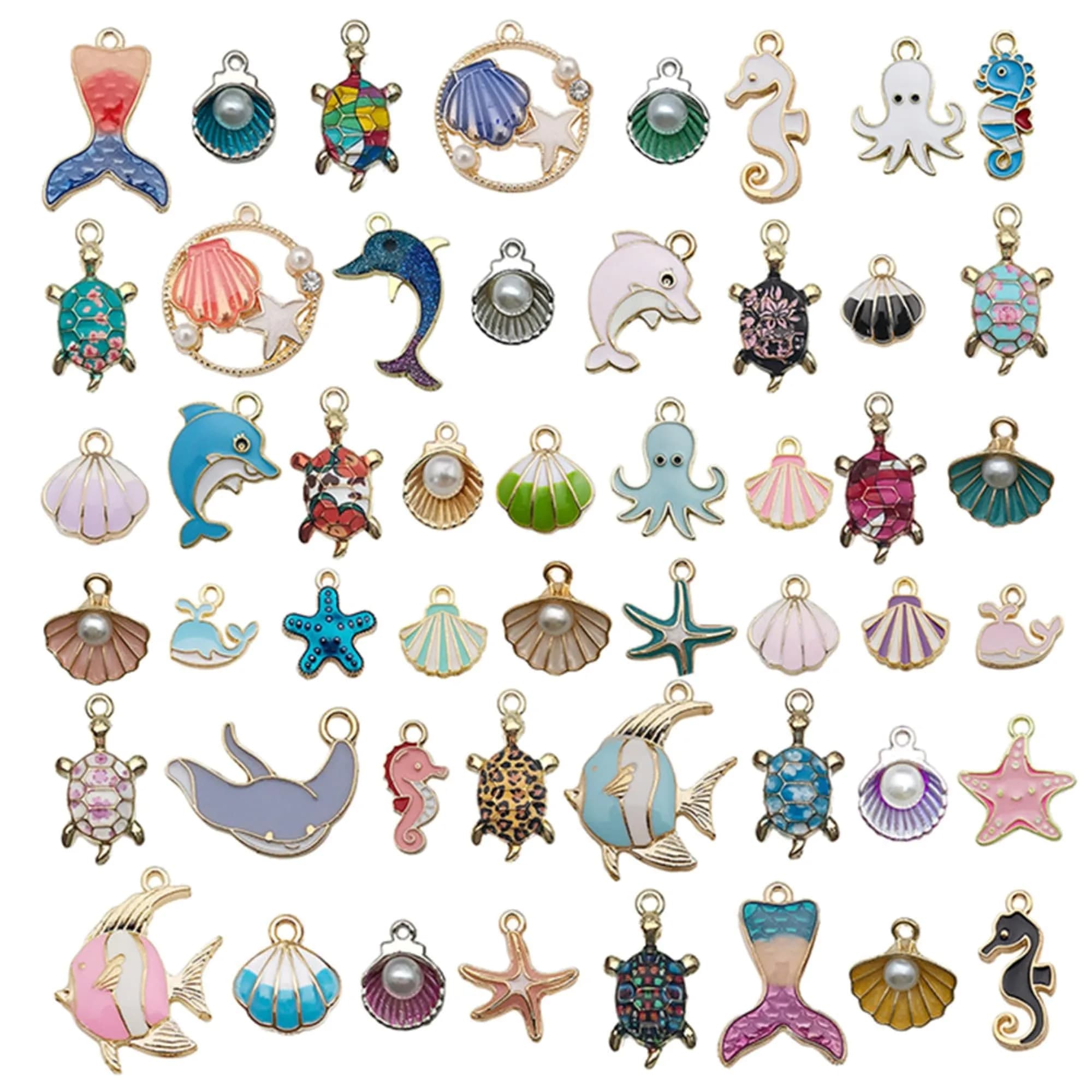 YouLuo 100Pcs Gold Plated Enamel Charms | Assorted Designs for Jewelry Making — Ocean
