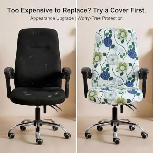 WOMACO Office Chair Cover Large | Stretch Floral Protector for High Back Desk Chair thumbnail 5