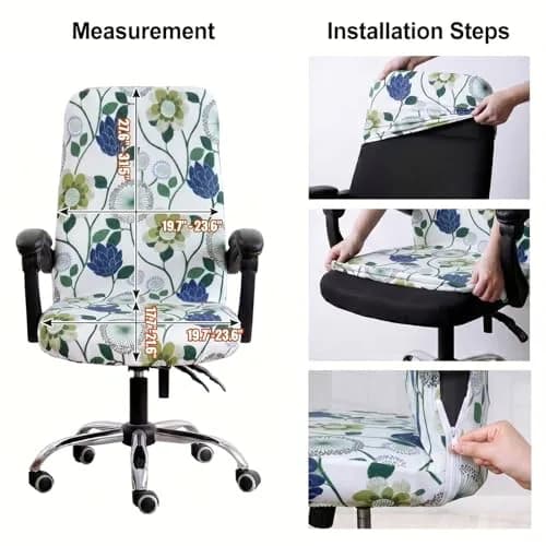 WOMACO Office Chair Cover Large | Stretch Floral Protector for High Back Desk Chair thumbnail 6