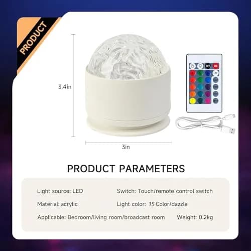 diatomiteco Calming Sensory Ocean Wave Lamp 2 Pack | Projects Water Ripple Effects onto Walls and Ceilings thumbnail 3