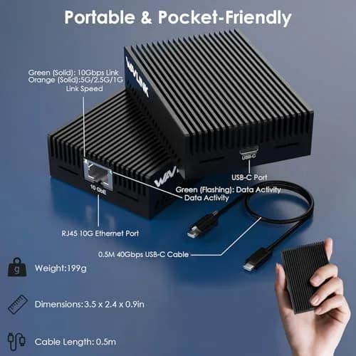 WAVLINK USB4 to 10Gbps Ethernet Adapter Supports Thunderbolt 3/4/5 & USB4 | True 10Gbps Wired Performance thumbnail 8