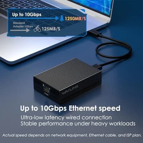 WAVLINK USB4 to 10Gbps Ethernet Adapter Supports Thunderbolt 3/4/5 & USB4 | True 10Gbps Wired Performance thumbnail 3