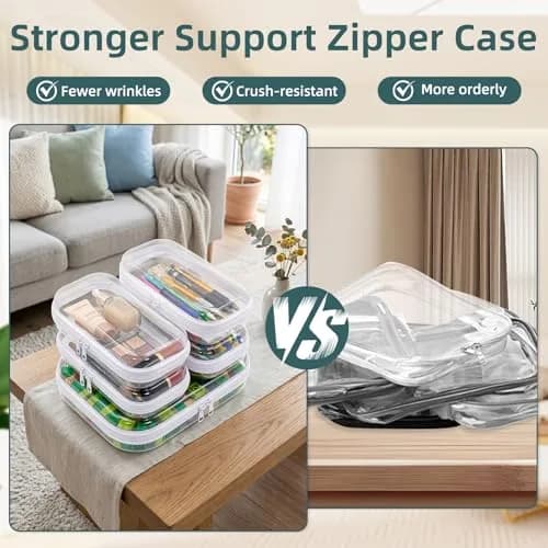 CarryEpic Clear Hard Shell Zipper Cases (5 Packs) 20.5cm (8.1in) x 25.2cm (9.9in) x 5.9cm (2.3in) | TSA Approved Travel Organizer thumbnail 6
