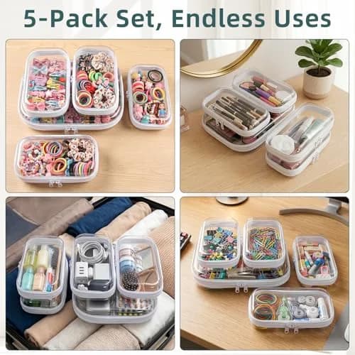 CarryEpic Clear Hard Shell Zipper Cases (5 Packs) 20.5cm (8.1in) x 25.2cm (9.9in) x 5.9cm (2.3in) | TSA Approved Travel Organizer thumbnail 2