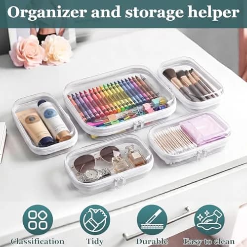 CarryEpic Clear Hard Shell Zipper Cases (5 Packs) 20.5cm (8.1in) x 25.2cm (9.9in) x 5.9cm (2.3in) | TSA Approved Travel Organizer thumbnail 4
