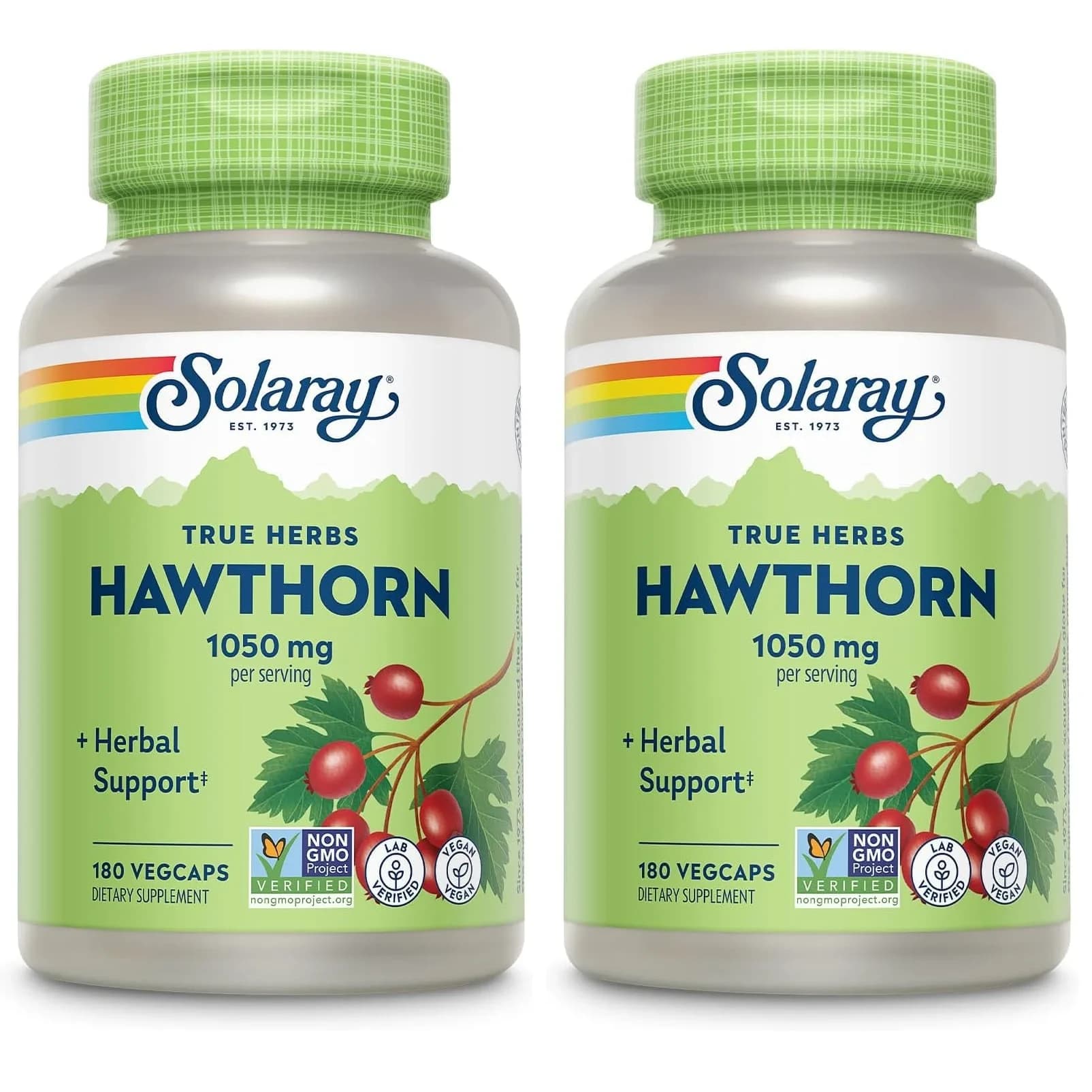 SOLARAY Hawthorn Berry Capsules 1050 mg | 360 VegCaps (Pack of 2) | Vegan, Non-GMO Herbal Supplement