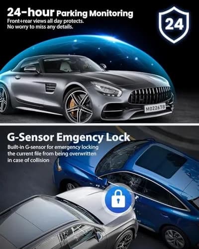 Wagoyo Dashcam Front and Inside | 1080p Night Vision Wide Angle 3.16 Inch IPS Screen thumbnail 6