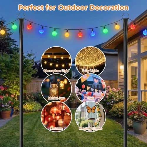 Litmustes 10FT String Light Poles | Heavy Duty Outdoor Steel Support, 4 Pack, Anti-Rust, Garden & Patio thumbnail 2