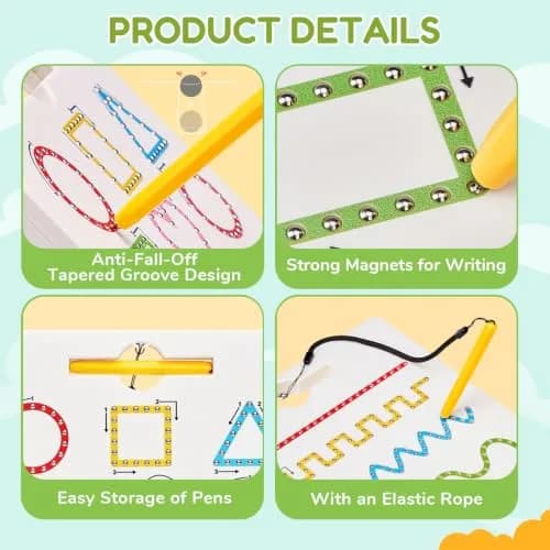 GAMENOTE Magnetic Shapes and Lines Tracing Board with Stylus | 22.8 cm x 24.5 cm (9.5 x 9.6 Inches) thumbnail 6