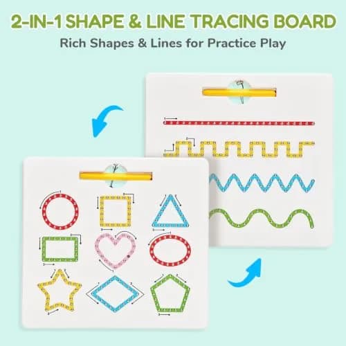 GAMENOTE Magnetic Shapes and Lines Tracing Board with Stylus | 22.8 cm x 24.5 cm (9.5 x 9.6 Inches) thumbnail 3