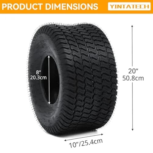 YINTATECH 20x10-8 Lawn Mower Tires Set of 2 | 4-Ply Tubeless for Lawn & Garden Vehicles thumbnail 9