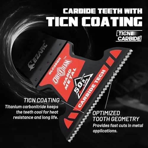 EZARC Obsidian Carbide Oscillating Saw Blades for Hard Metal | 10-Pack, Sharper Edges & Faster Cuts thumbnail 2