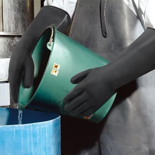 Nobgum 16" Chemical Resistant Rubber Safety Work Gloves | Large, 1 Pair, Black thumbnail 5