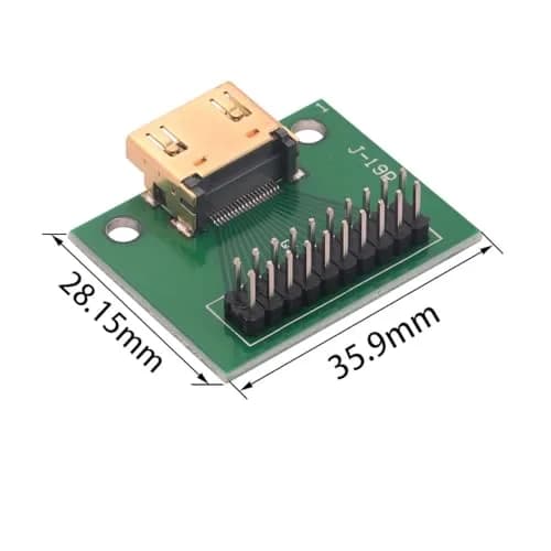 Teansic HDMI Female 19-Pin Breakout PCB Board with 2.54mm Straight Pin (2-Pack) | Essential for Hardware Debugging & Signal Testing thumbnail 2