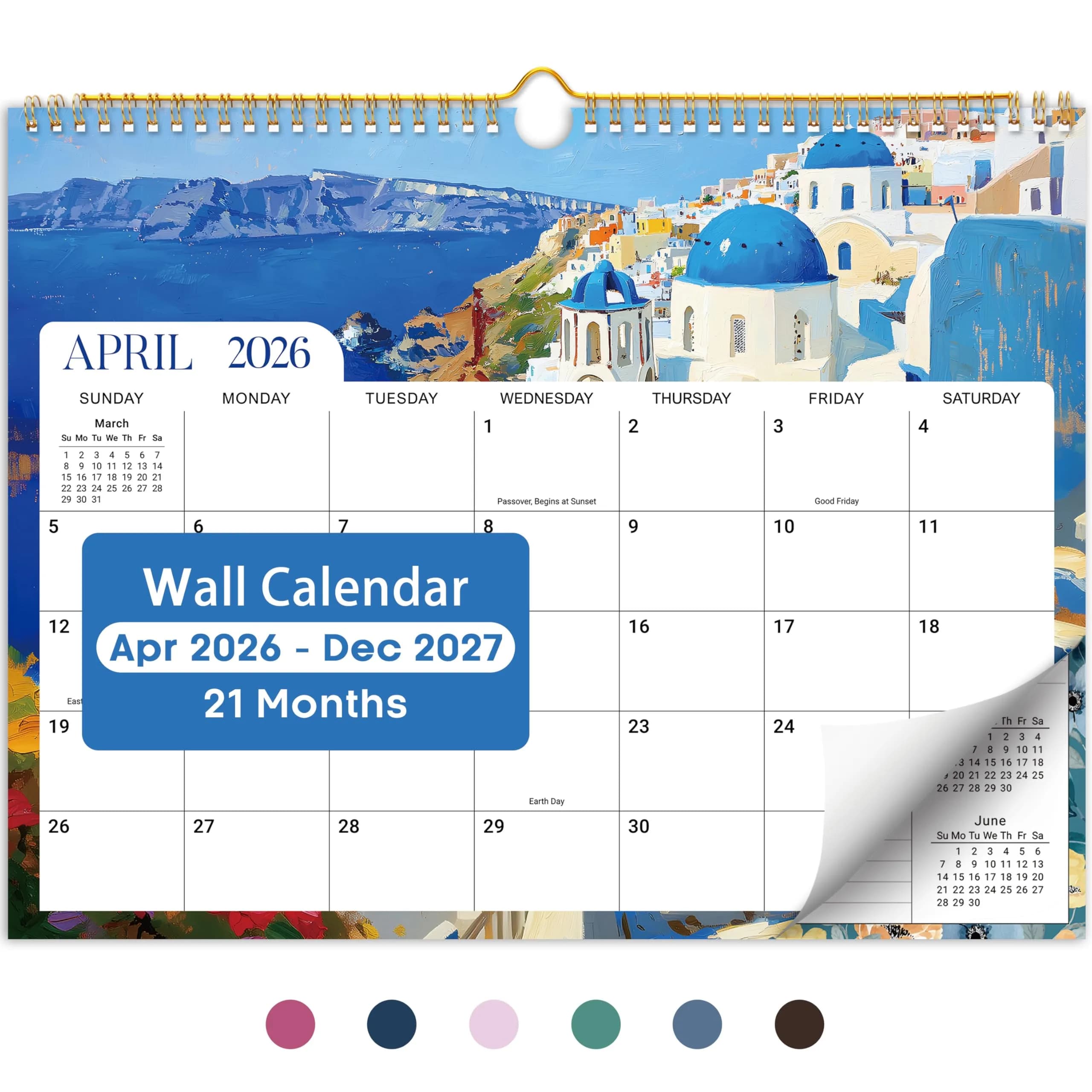 Taja Calendar 2026-2027 | 21-Month Wall Calendar with Elegant European Landscapes