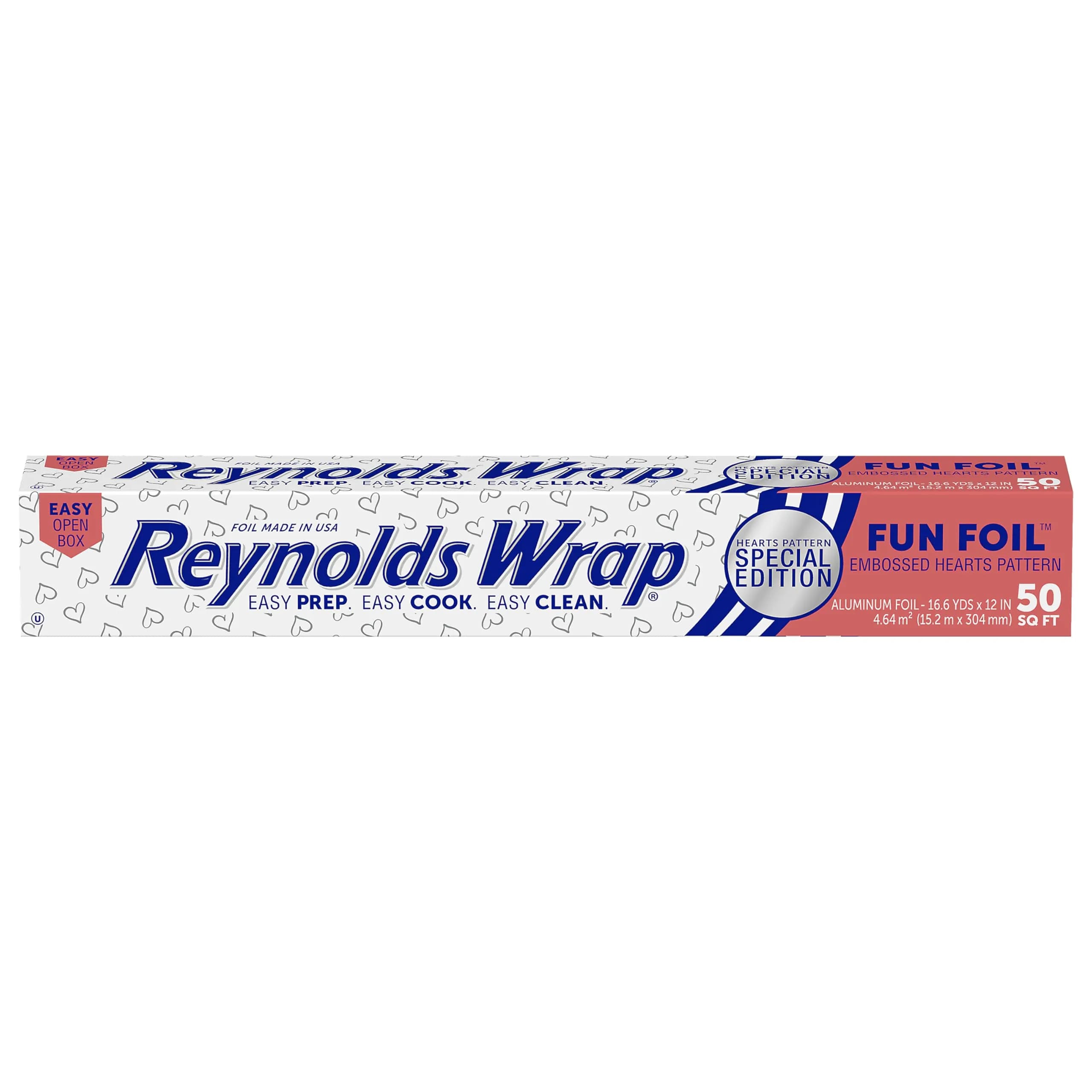 Reynolds Wrap Fun Foil Embossed Aluminum Foil Roll with Hearts, 156 g (5.5 oz) | Food Gifting & Celebrations - main product image