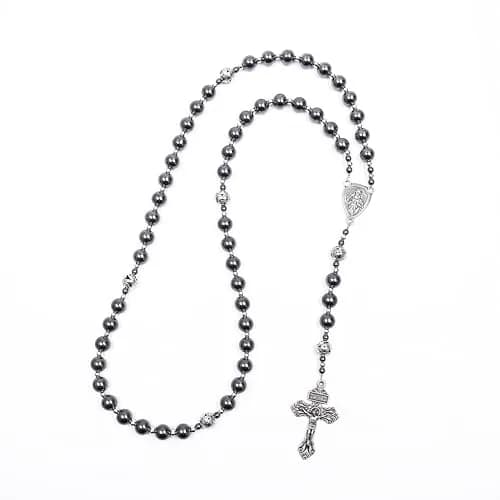 Nazareth Store Hematite Rosary Necklace for Men 50cm (20") | Devotional Strength & Spiritual Authority thumbnail 3