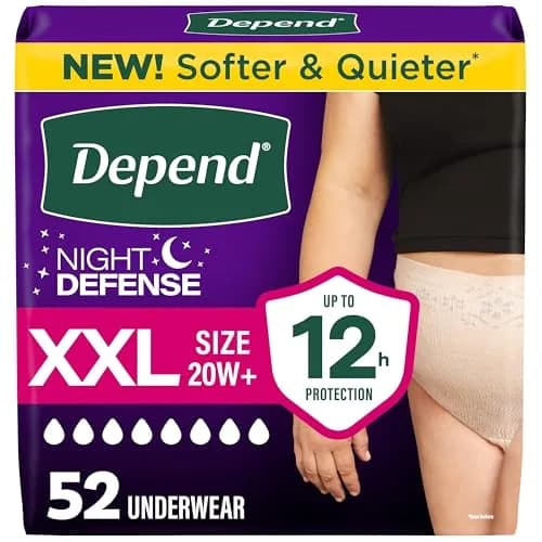 Depend Night Defense Adult Diapers for Women XXL 52 Count | Up to 12 Hours Overnight Protection thumbnail 1