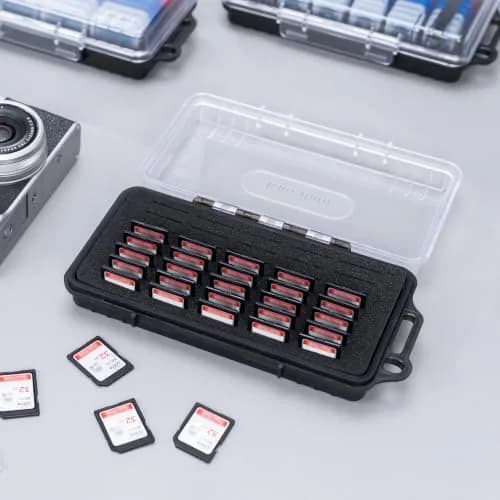 Kiorafoto 40-Slot SD Card Holder Case with Labels & Carabiner | Transparent, Water-Resistant thumbnail 9