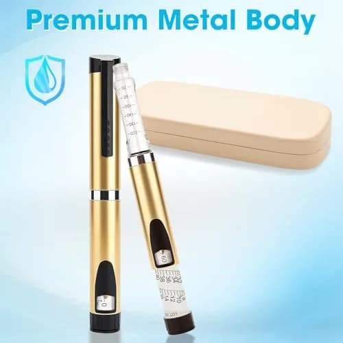 FJNATINH 60 Units Reusable Peptide Pen Injector Gold | Dose Adjustable for Precise Insulin Delivery thumbnail 4