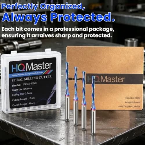 HQMaster 1/8" Shank 2-Flute Upcut CNC Router Bits 10pcs | Solid Carbide Spiral End Mill for Woodworking thumbnail 5
