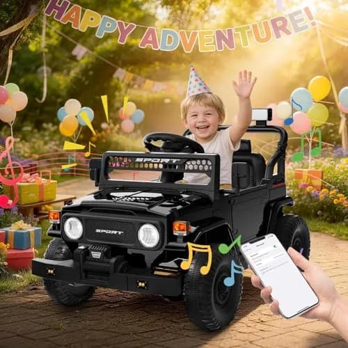 YunTopKids Kid Car 12V Ride On Toy with Remote Control Black | All-Terrain, 7Ah Battery, Ages 37-60 Months thumbnail 7