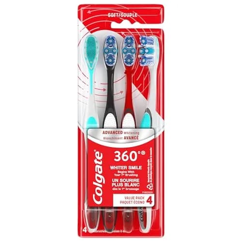 Colgate 360 Advanced Whitening Soft Toothbrush Pack, 8 Count | Helps Clean Teeth, Tongue, Cheeks, & Gums thumbnail 7