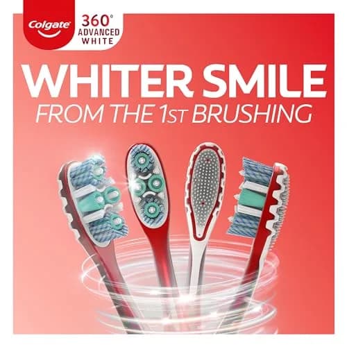 Colgate 360 Advanced Whitening Soft Toothbrush Pack, 8 Count | Helps Clean Teeth, Tongue, Cheeks, & Gums thumbnail 2