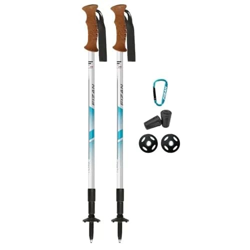 Fizan Tierra Trekking Poles – 7.9 oz, Ultralight, Adjustable, Collapsible, Aluminum, Cork Grip, Light Blue | Customized Fit for Hiking thumbnail 1
