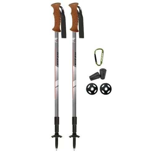 Fizan Tierra Trekking Poles – 7.9 oz, Ultralight, Adjustable, Collapsible, Aluminum, Cork Grip, Custom Fit (Grey/Orange) | Backpacking & Hiking thumbnail 1